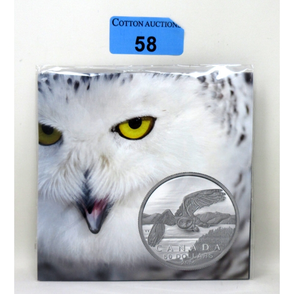 15.87 Gram .9999 Silver 2014 Snowy Owl $50 Coin 
