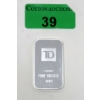 Image 1 : 1 Oz .999 Silver TD Bank Investor Bar 