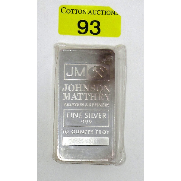 10 Oz .999 Silver Johnson Matthey Bar 