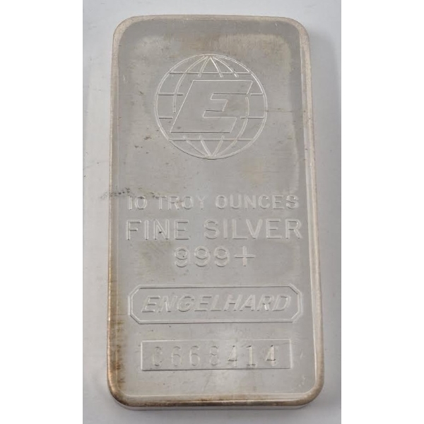 10 Oz .999+ Silver Large E Engelhard Bar