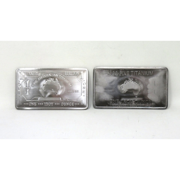 2 x 1 Oz .999 Australian Fine Titanium Bars 