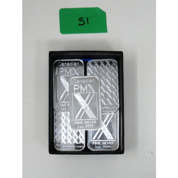 5 x 1 Oz .9999 Silver Canadian PMX Bars 