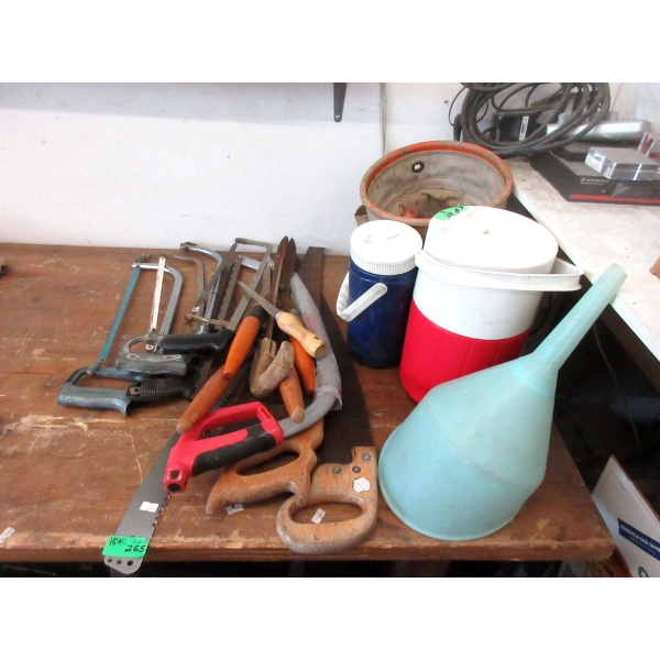 15+ Pcs. Lot  of Hand Tools and Thermos Jugs
