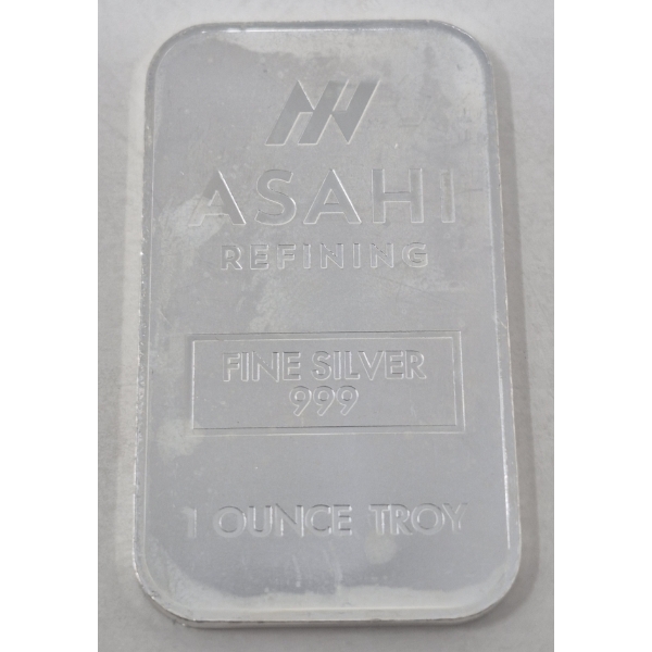 1 Oz .999 Silver Asahi Refining Mint Bar 