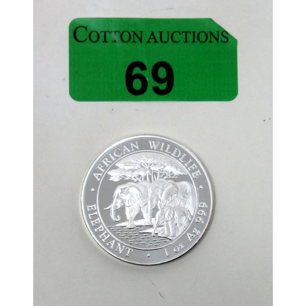1 Oz .999 Silver 2013 African Wildlife Elephant Coin 