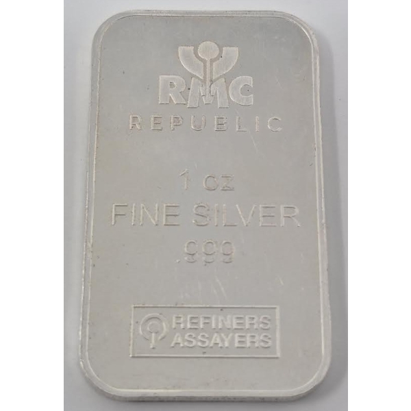 1 Oz .999 Silver RMC Republic Bar 