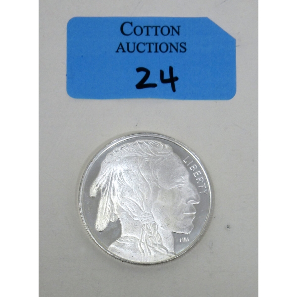 1 Oz .999 Silver Buffalo/Indigenous Art Round 