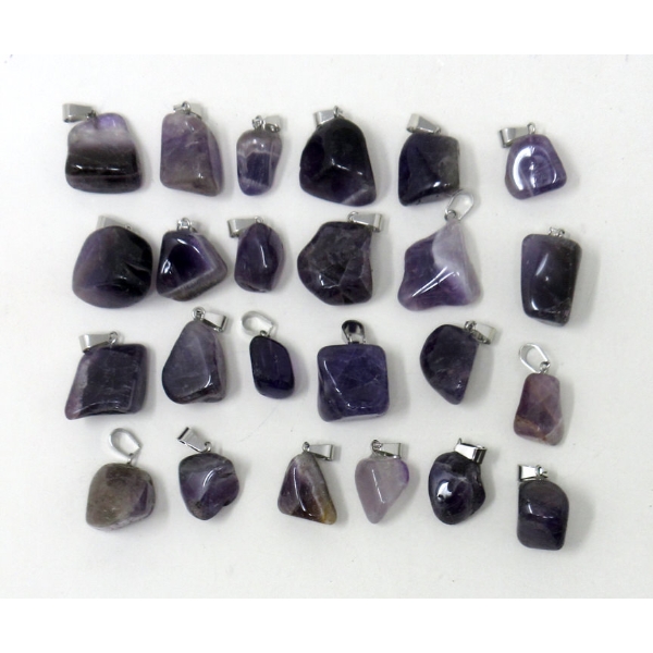 24 New Polished Amethyst Pendants