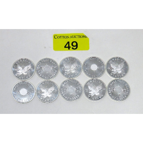 10 x 1/2 Oz .999 Silver Sunshine Minting Rounds 