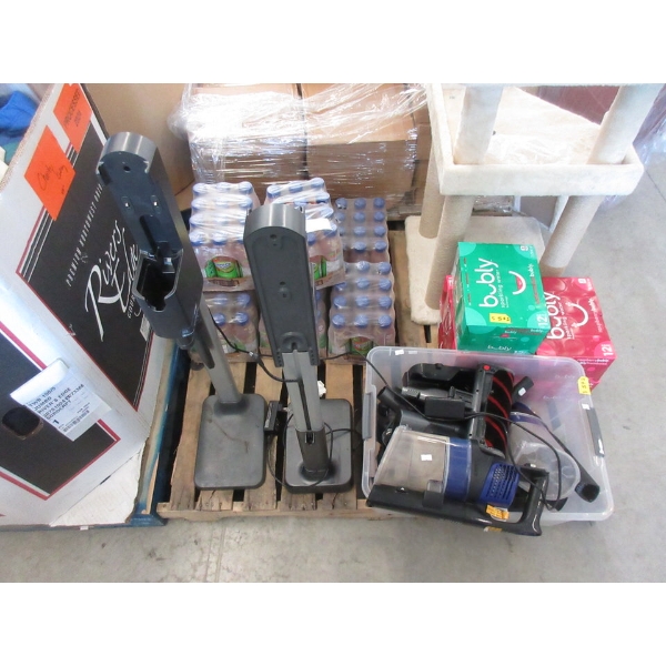 Tote of Cordless Vac Parts & 2 Charge Stands