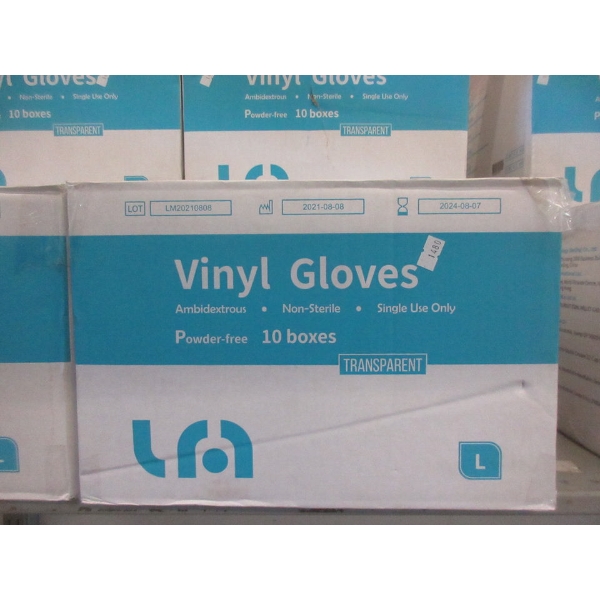 Case of 10 Boxes of Vinyl Gloves - Large 