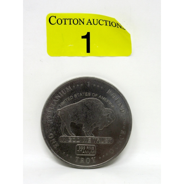 1 Oz .999 Fine Titanium USA Buffalo Round