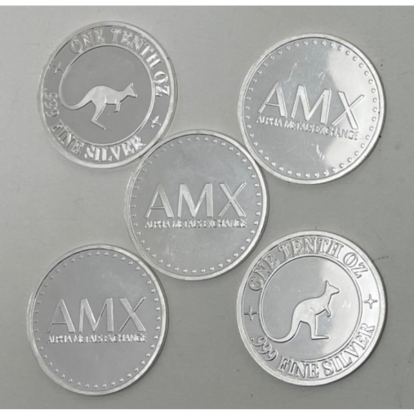 5 x 1/10 Oz .999 Silver AMX Rounds