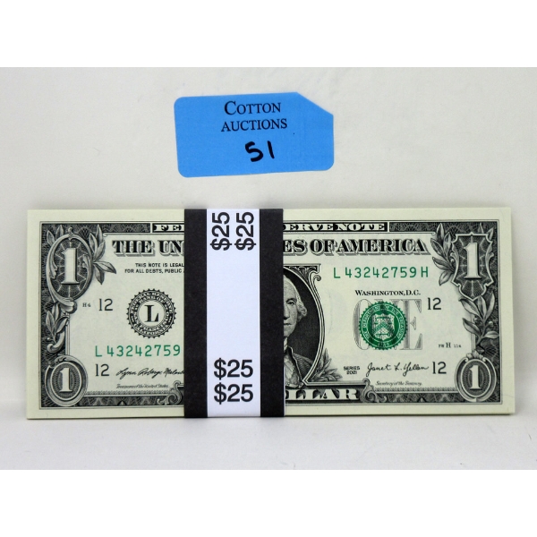 25 x $1 USD Uncirculated Sequential Numbered Bundle 