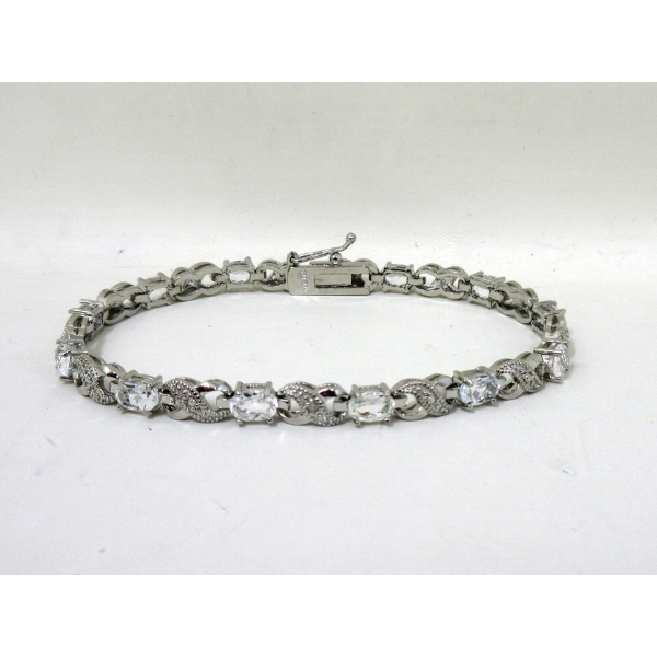 6.84 CTW White Topaz & Diamond Tennis Bracelet