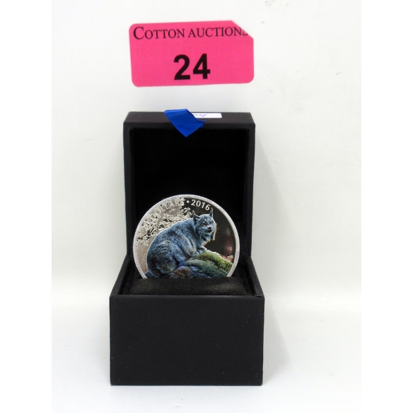 1+ Oz .9999 Silver 2016 Majestic Animal: Canadian Lynx Coin 