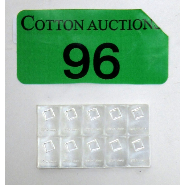 Uncut 10 x 1 Gram .999 Silver Valcambi Suisse Bar 