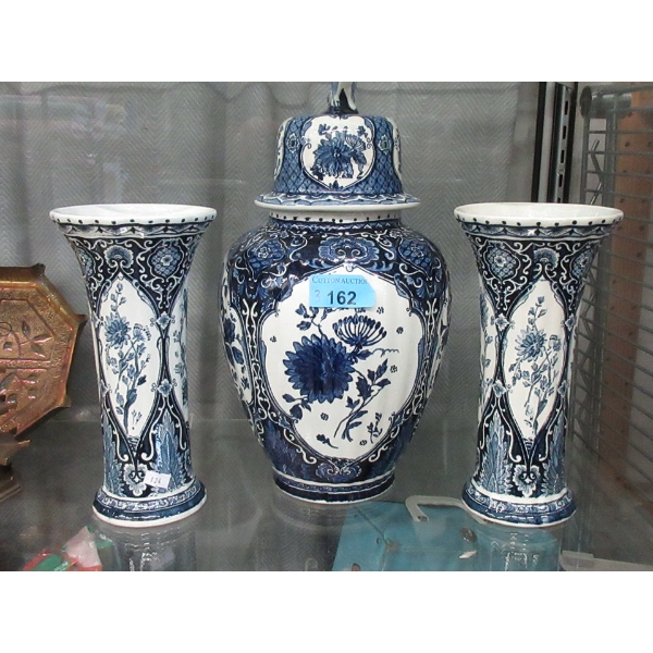 3 Piece Delft Blue Boch Porcelain Cabinet Set