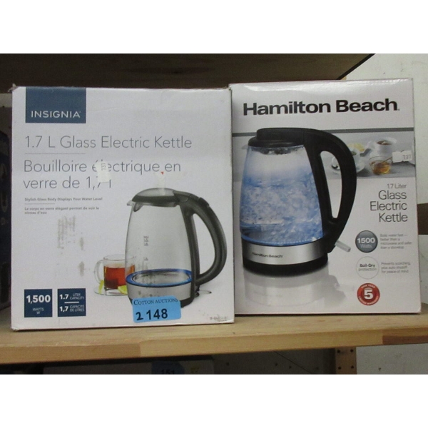 1 Hamilton Beach & 1 Insignia Glass Electric Kettle