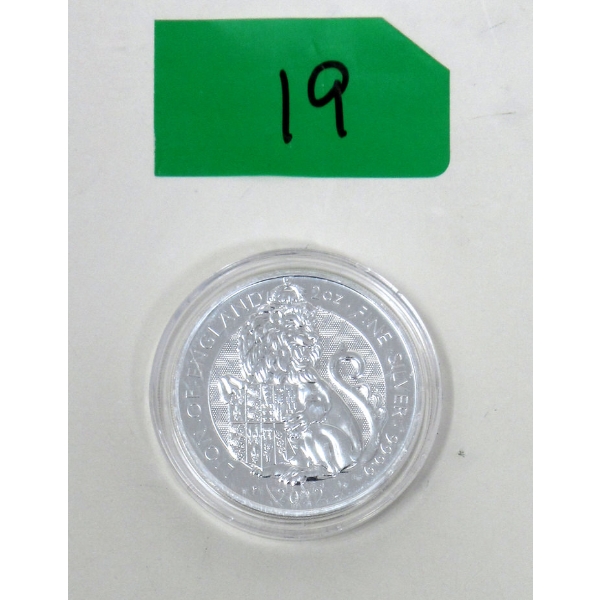 2 Oz .999 Silver 2022 Lion of England Coin 