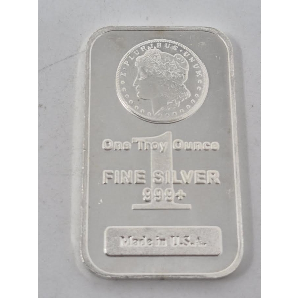1 Oz .999+ Silver Morgan Head USA Bar