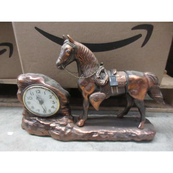 Vintage Brass Bristol Time Horse Mantle Clock 