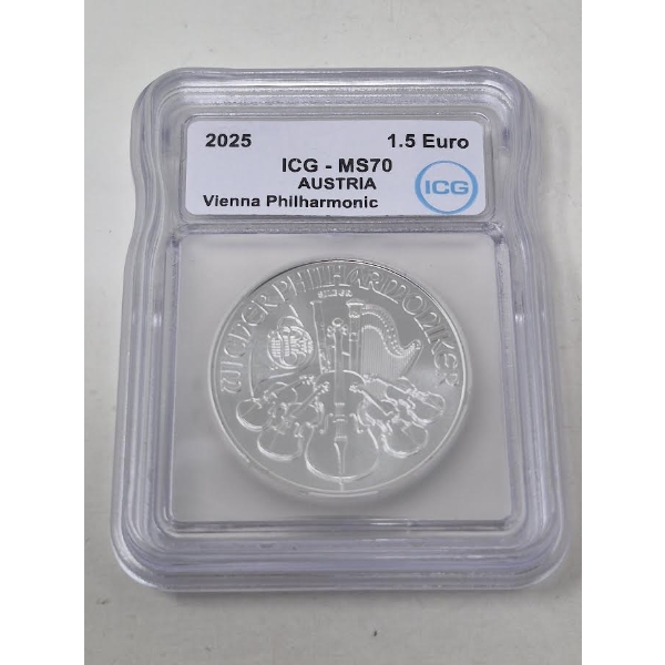 Certified/Graded MS70 1 Oz .999 Silver Philharmoniker Coin 