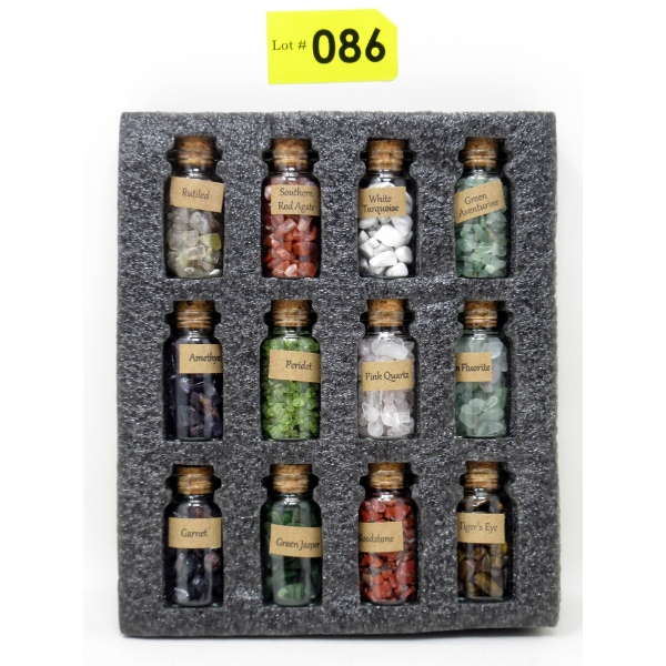 12 Bottles of Gemstones, Crystals & Healing Stones