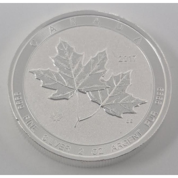 2 Oz .9999 Silver 2017 Maple Leaves Coin 