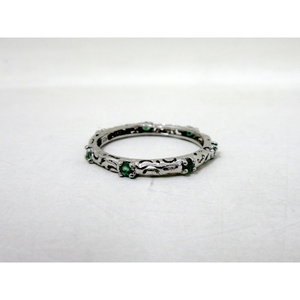 Emerald Sterling Silver Eternity Ring