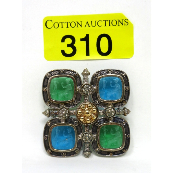 Tagliamonte .925 Silver & Glass Cameo Brooch/Pendant