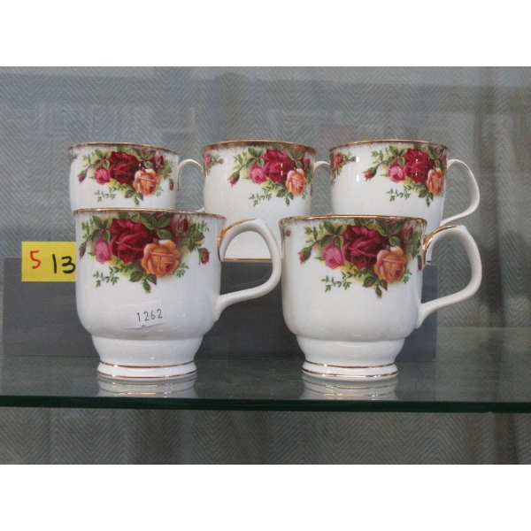 5 Royal Albert "Old Country Roses" Coffee Mugs