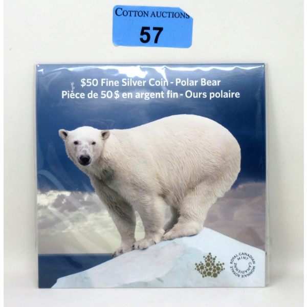 15.87 Gram .9999 Silver 2014 Polar Bear $50 Coin 