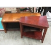 Image 1 : Wood TV Bench and Angled End Table - Preowned