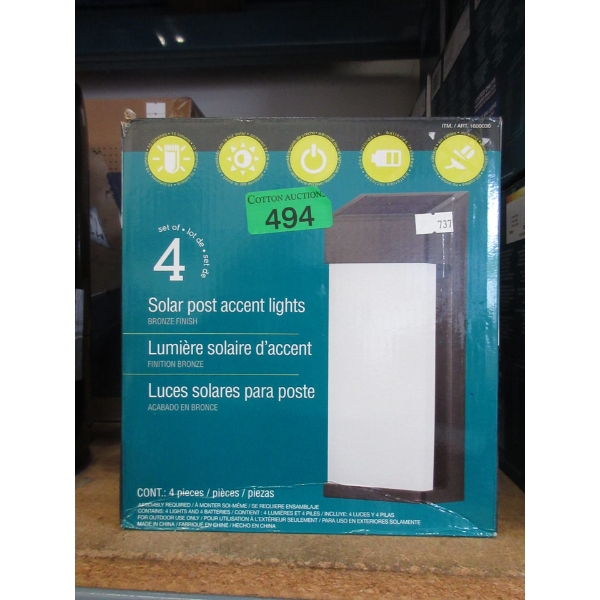 Pack of 4 New Solar Post Accent Lights in Box - Bronze