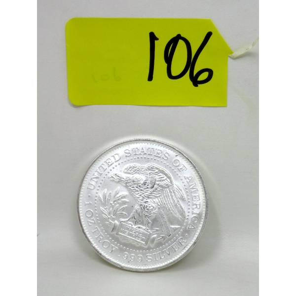 1 Oz .999 Silver Eagle USA Trade Unit Round 