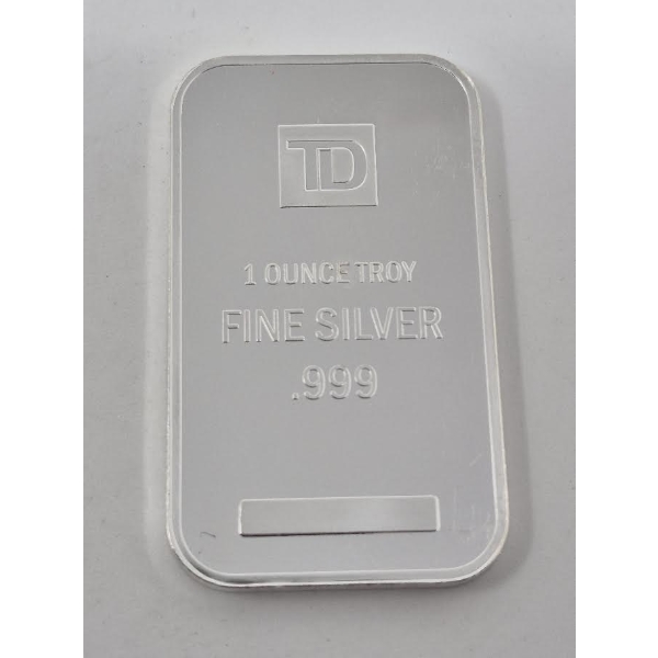 1 Oz .999 Silver TD Bank Investor Bar