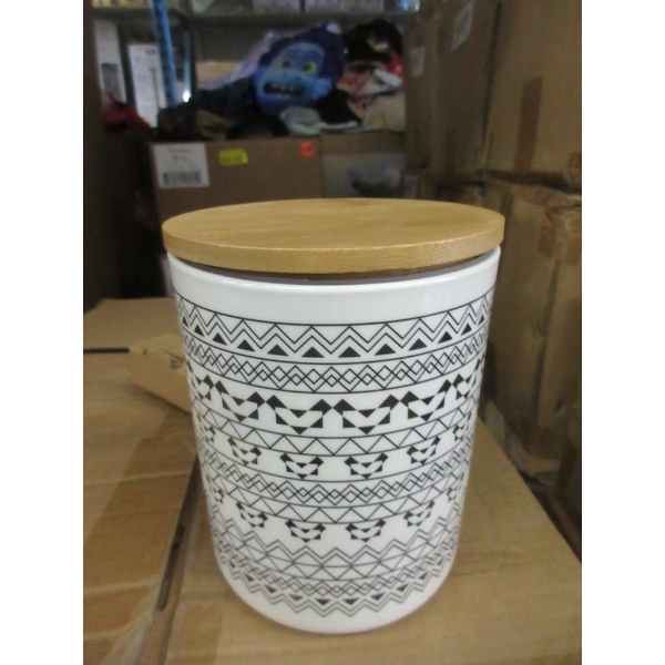 6 New Dowan Ceramic Canisters with Bamboo Lids