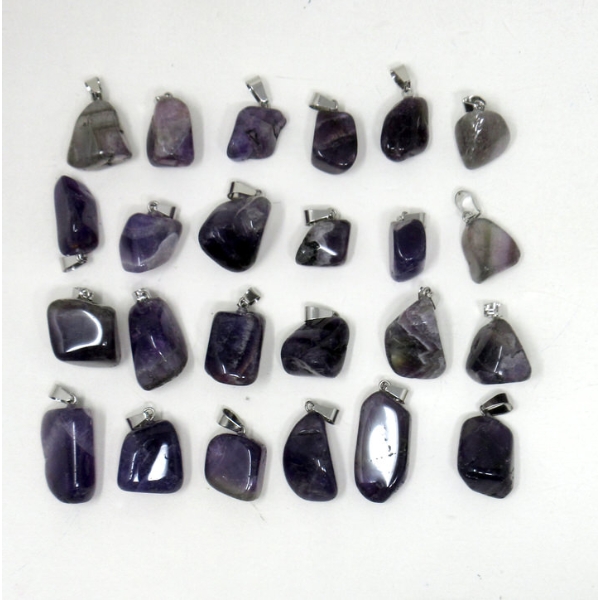 24 New Polished Amethyst Pendants