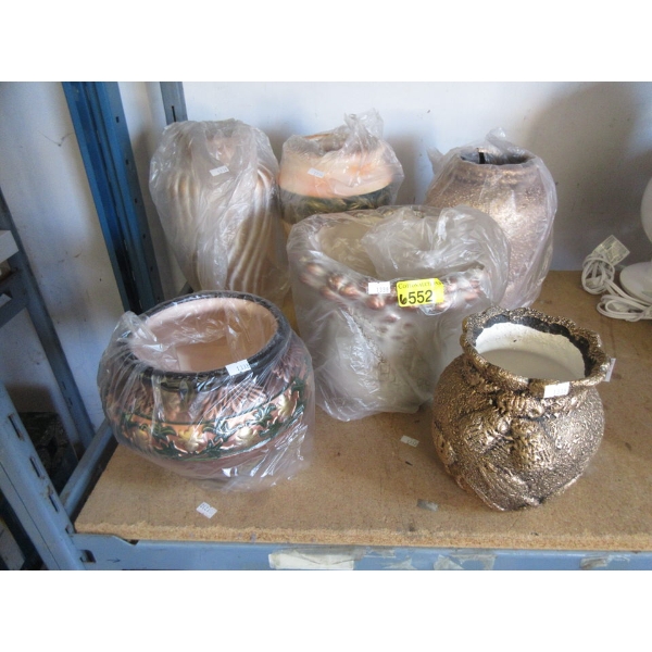 6 Assorted New Glazed Pottery Vases 