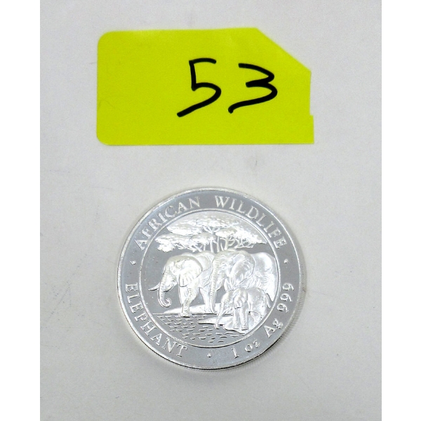 1 Oz .999 Silver 2013 African Wildlife Elephant Coin 