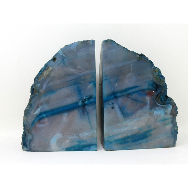 Blue Brazilian Crystal Agate Bookend Set