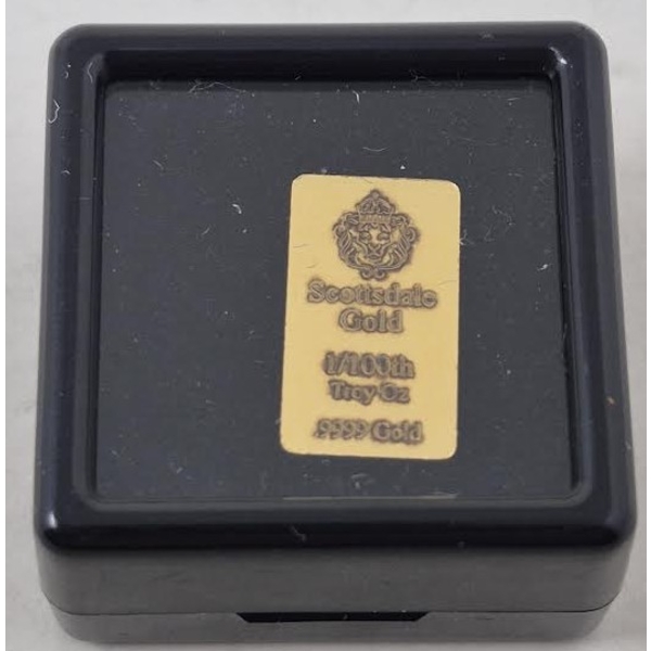 1/100 Oz .9999 Fine Gold Scottsdale Lion Bar
