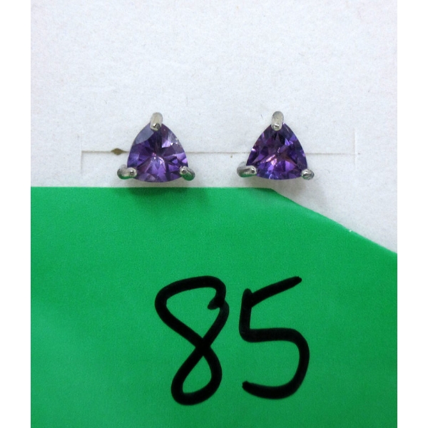 New Amethyst Sterling Silver Stud Earrings