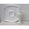 Image 1 : 14" White Ceramic Snack Tray & 15" Vase