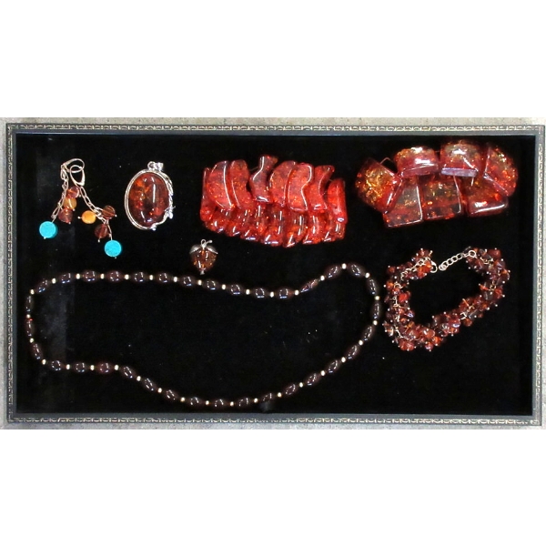 7 Piece Lot of Amber Resin Jewelry - Preowned