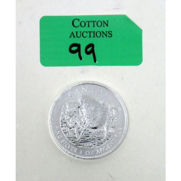 1 Oz .9999 Silver Wood Bison Coin