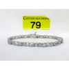 Image 1 : 7.15 CTW Blue Topaz & Diamond Tennis Bracelet 