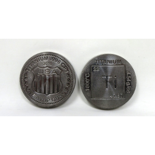 2 x 1 Oz .999 Fine Titanium USA Shield Motif Rounds