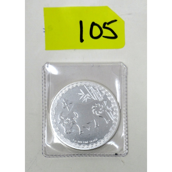 1 Oz .999 Silver 2021 Bull Coin 